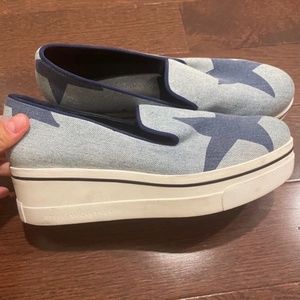 Stella McCartney Binx Stars Denim Loafer Platform Sneakers In Blue In Azul-colal